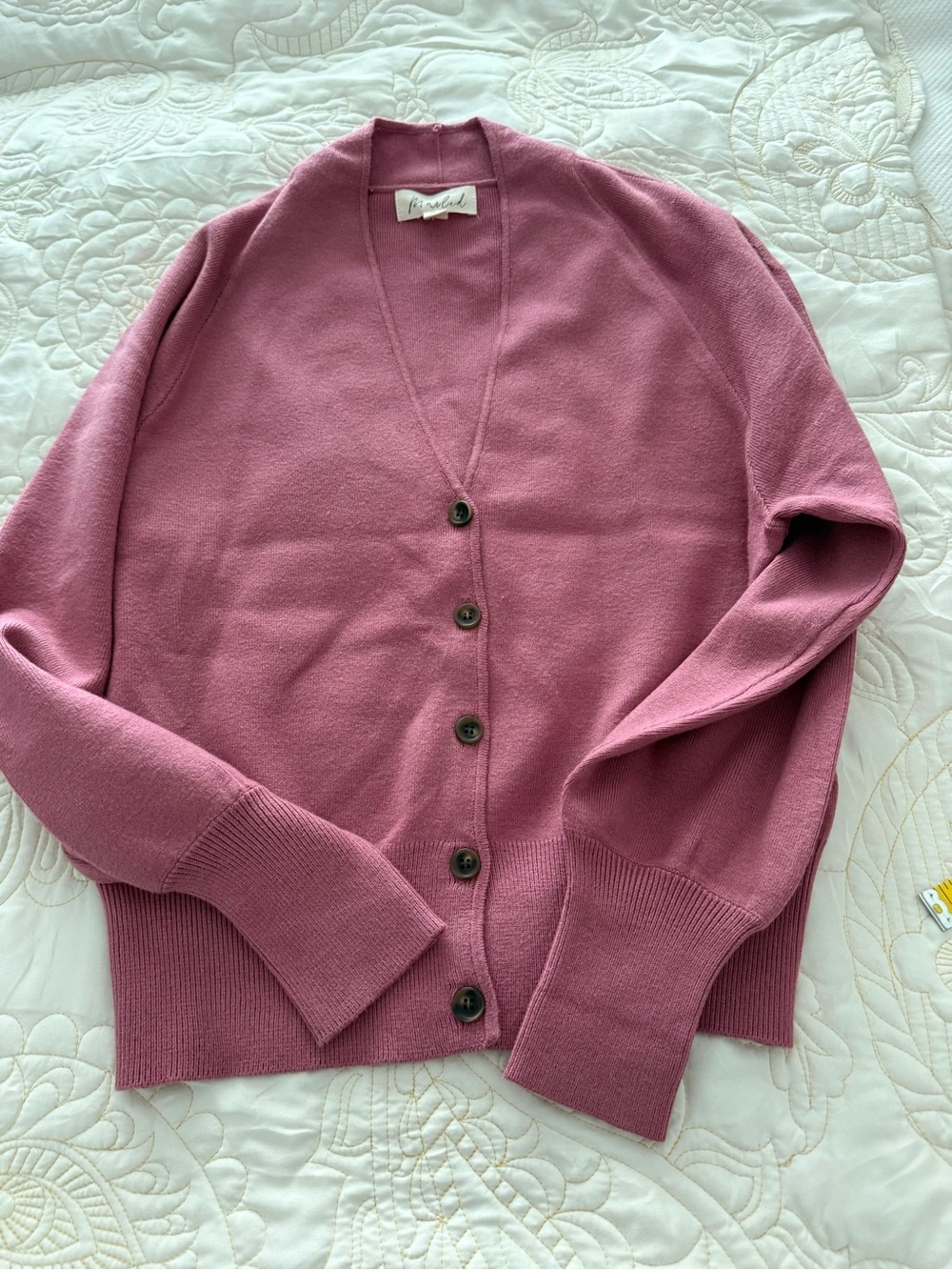 Marked  Mauve V-Neck Button Cardigan Sweater